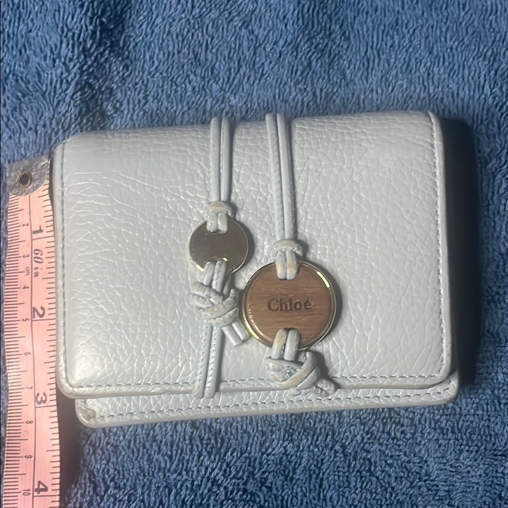 Chloe Blue Leather Wallet with Flap Closure